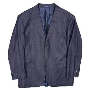 Kenzo Paris Blazer Striped Flannel Wool Sport Coat Navy Blue 3bt 44 R